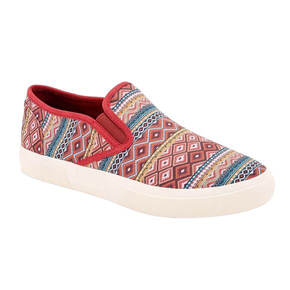 Sun + Stone Men's Reins Geo Print Slip On Sneakers Red Aztec Print Size 11.5 - Picture 1 of 2